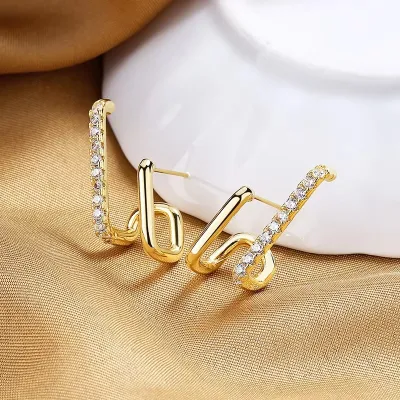 Double Layer Design Geometric Stud Earrings